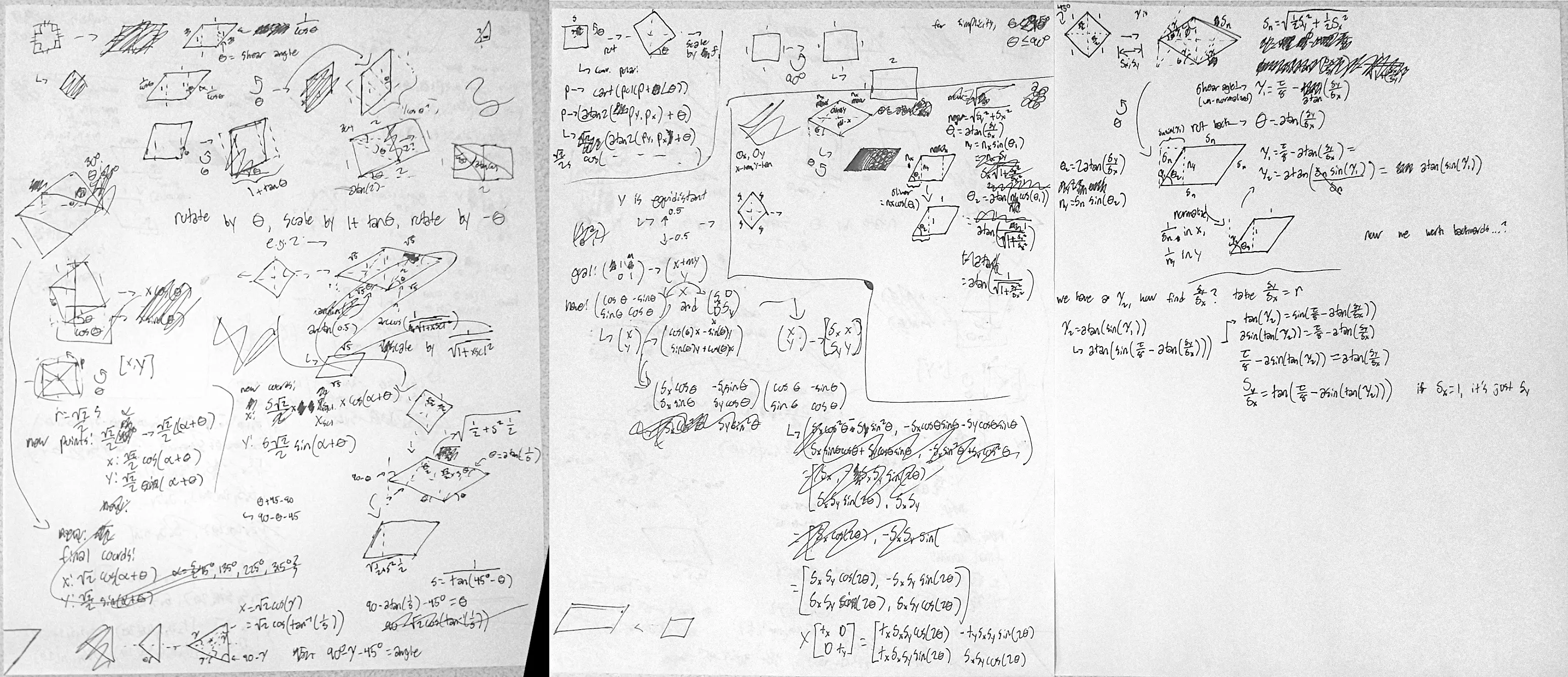 Three pages of trigonometry. there’s a lot of functions, rhombuses, and triangles present.